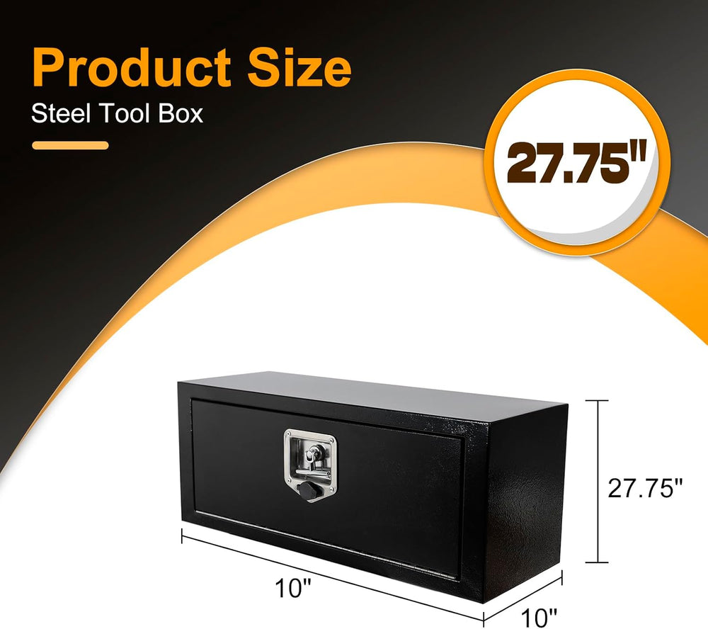Underbody Truck Box Steel Storage Tool Box,27.5 x 10.5 x 10 Tool Chest Organi...