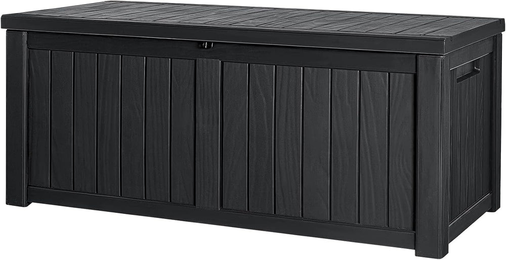 Devoko 120 Gallon Resin Deck Box Waterproof Indoor Outdoor Storage Box Lockab...