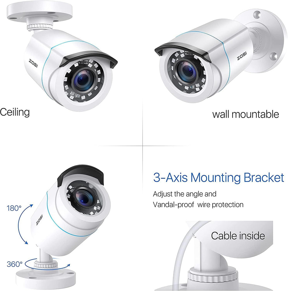 ZOSI 4 Pack 1080p HD-TVI Security Camera Outdoor, 1920TVI Bullet Camera
