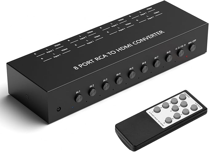 Dingsun 8Port AV to HDMI Converter, Will Convert Input Analog Aignals to a