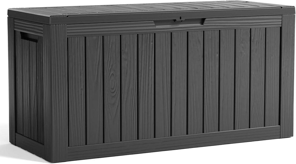 DRATO 85 Gallon Outdoor Storage Box Waterproof, Lockable Resin Deck Box