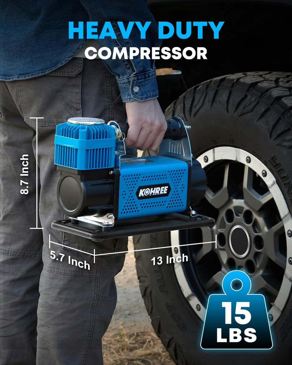 Kohree 12V Air Compressor, 7.06 CFM Fast Tire Inflator, Heavy Duty