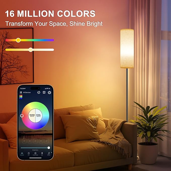 FRIDEKO HOME Floor Lamp, Color Changing Ambient Lighting