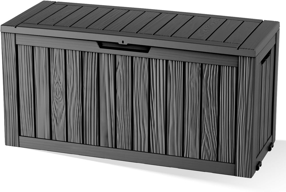 DRATO 90 Gallon Outdoor Storage Box Waterproof, Lockable Resin Deck Box with ...