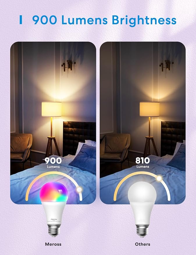 meross Smart RGBWW WiFi LED Bulbs, Apple HomeKit Compatible, 60W Equivalent