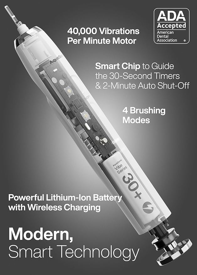 Aquasonic Vibe Series Ultra-Whitening Toothbrush – ADA Accepted Electric
