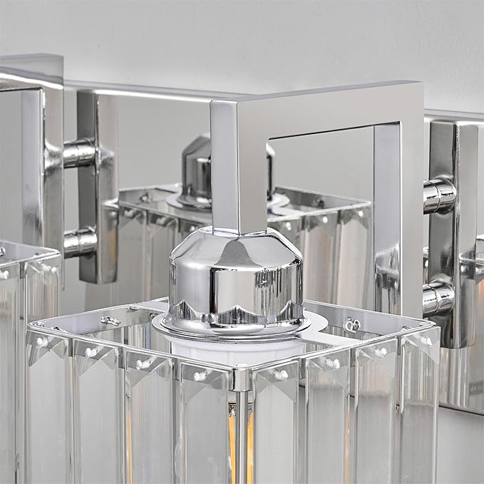 FDPBY Modern Bathroom Vanity Light 2-Lights Chrome Crystal Wall Lamp Bathroom