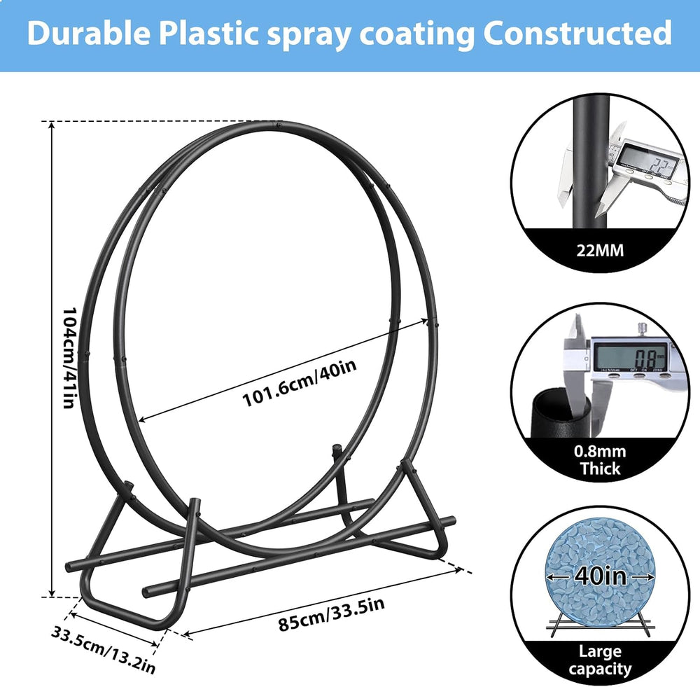 40 Inch Indoor or Outdoor Firewood Rack Circle -Metal Pipe Made