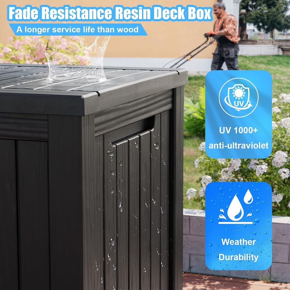 180 Gallon Waterproof Outdoor Storage Box,Resin Deck Box,Lockable Outside Sto...