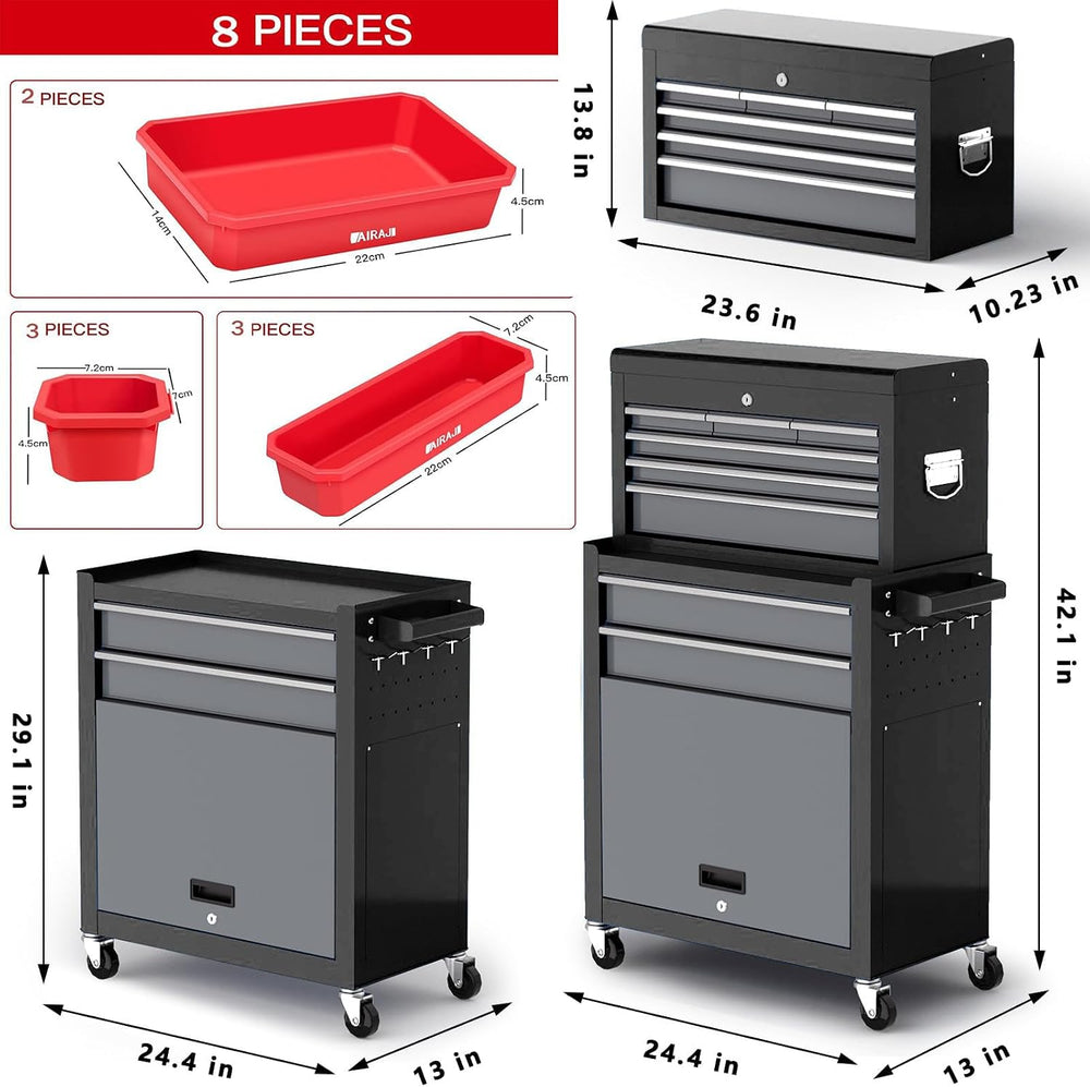 8-Drawer Tool Chest with Wheels, 42'' Rolling Tool Chest Heavy Duty,B...