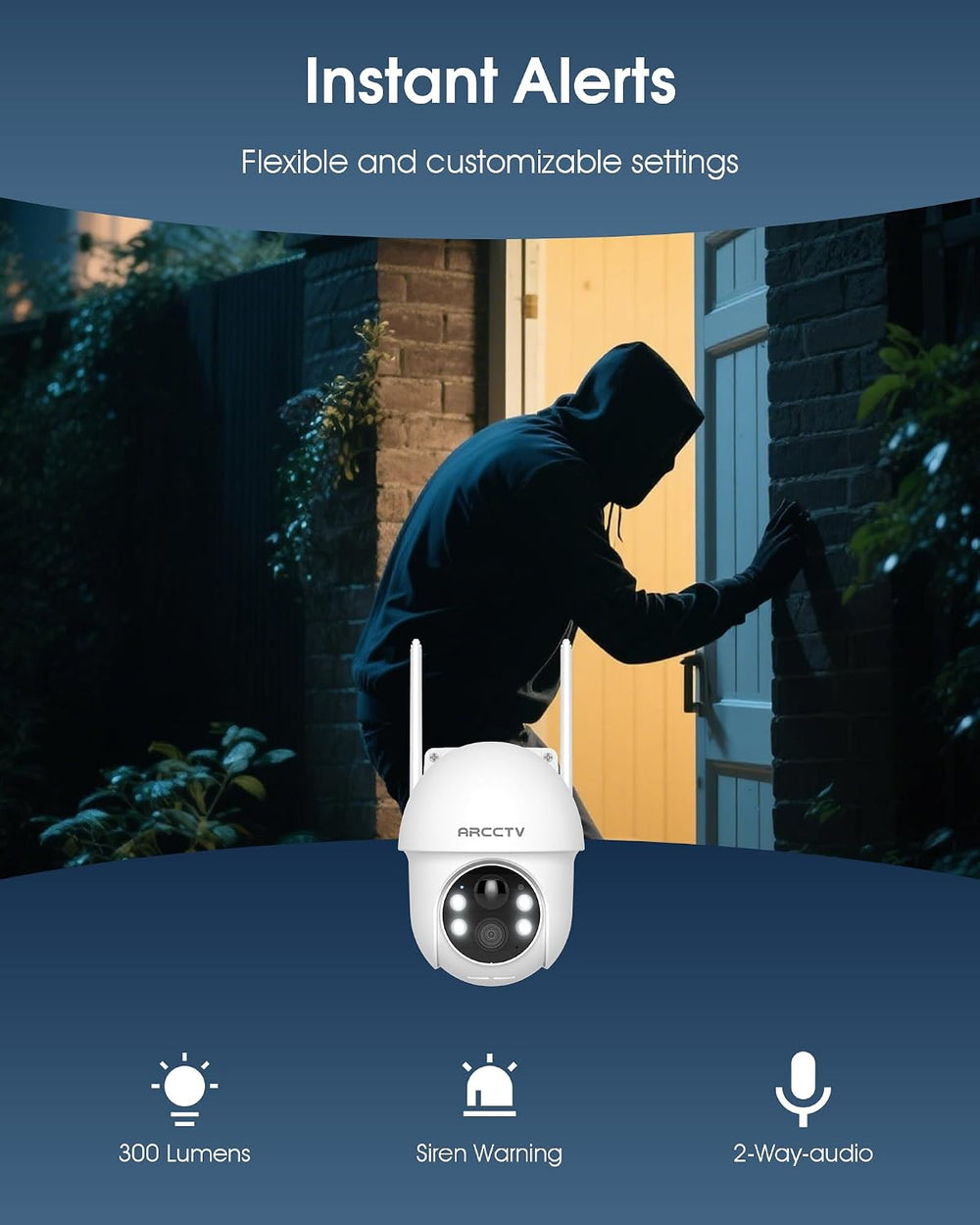 ARCCTV Solar Security Cameras Wireless Outdoor 4MP 2.5K HD