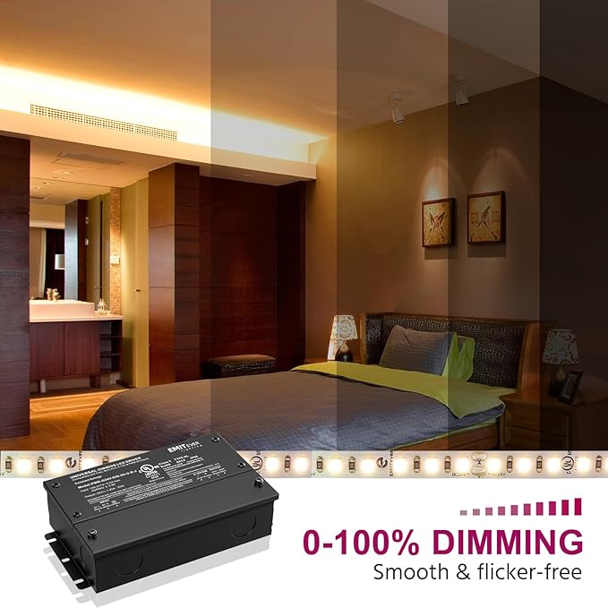 EMITEVER Dimmable Led Driver, 2 Packs 30W AC 110V-277V to DC 24V Transformer