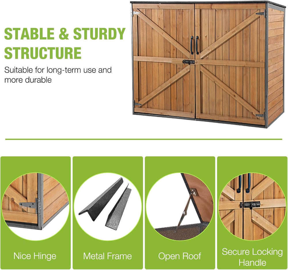 GUTINNEEN Outdoor Storage Shed,Wood & Metal Vertical Cabinet with Waterpr...