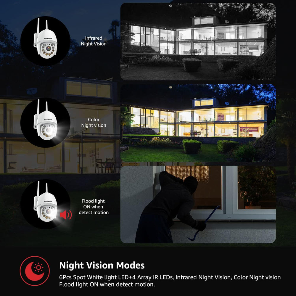 BOAVISION 2K Security Camera Outdoor, Wireless WiFi IP Camera Home Security S...