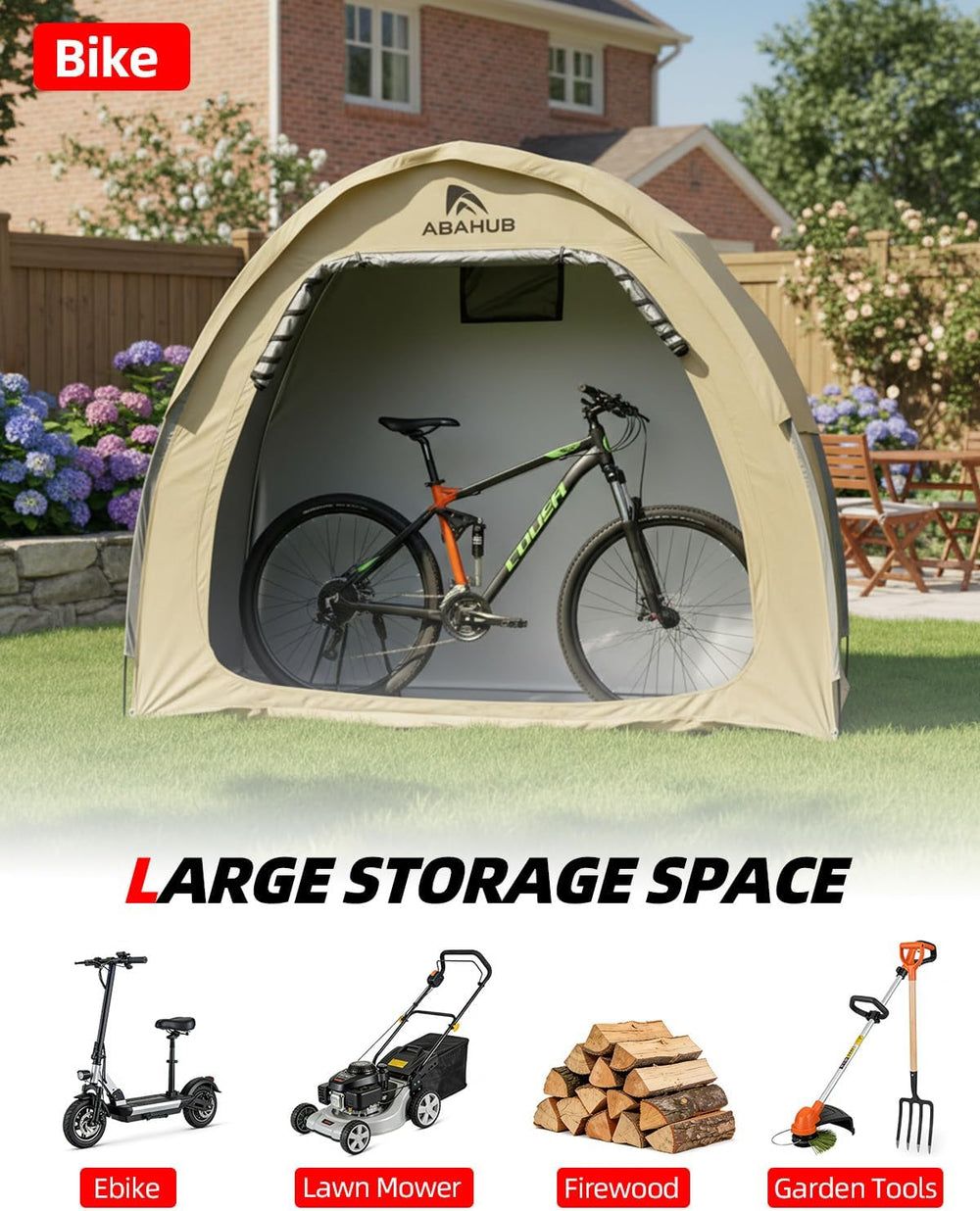 Abahub Portable Bike Storage Shed Tent with Rain Cover for 1/2 Bicycle