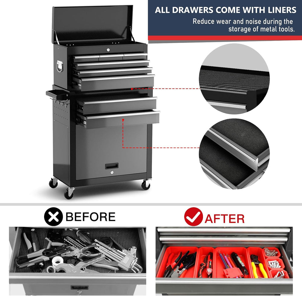 8-Drawer Tool Chest with Wheels, 42'' Rolling Tool Chest Heavy Duty,B...