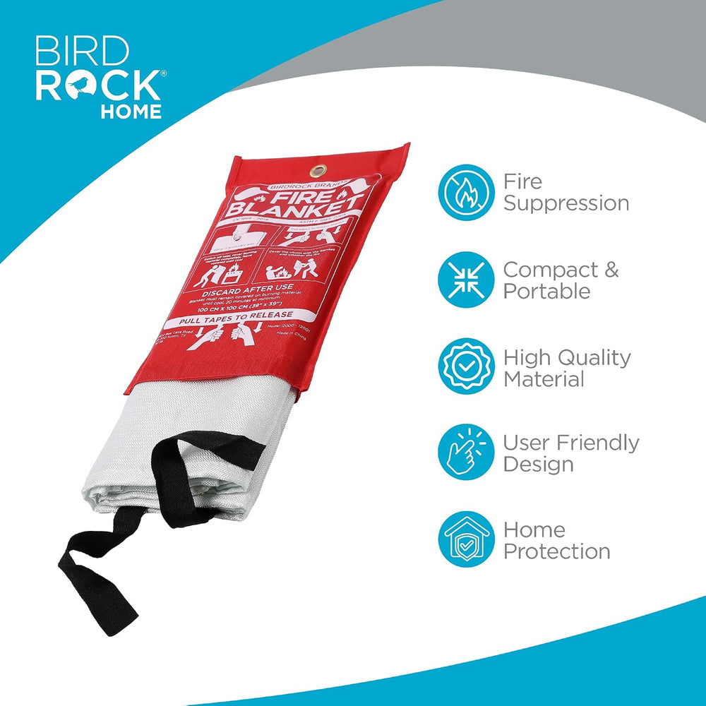 BIRDROCK HOME Fire Blanket for Home and Kitchen | Emergency Supplies for Smal...