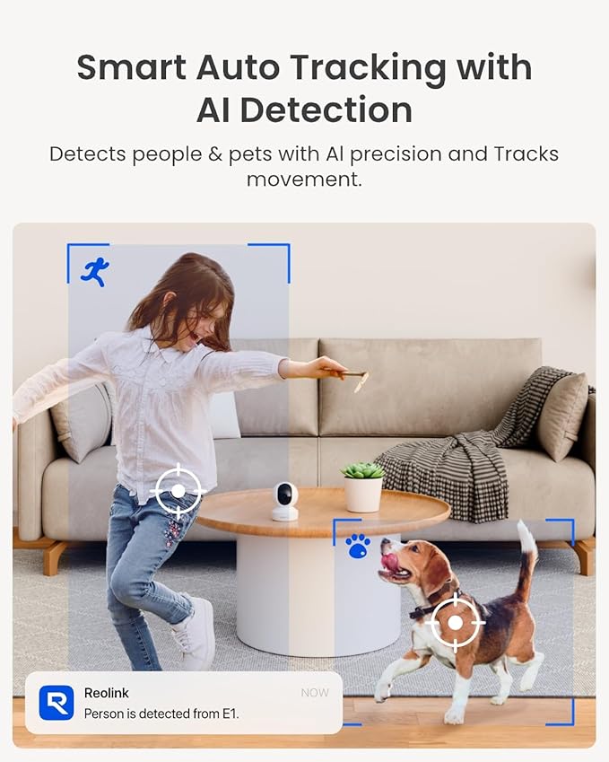 REOLINK Home Security Camera System, 4MP HD Plug-in Indoor WiFi 6 Pan Tilt Pe...