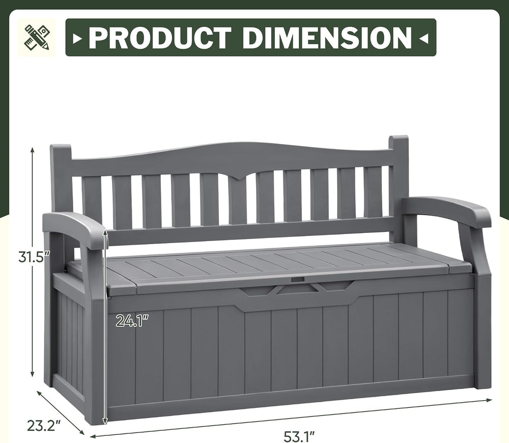 Flamaker 80 Gallon Storage Bench, Deck Box with Seat Waterproof All-Weather