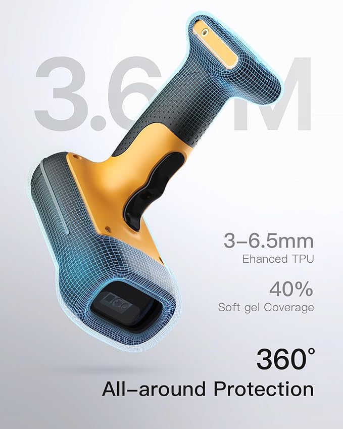 Inateck Industrial Barcode Scanner Bluetooth, 1D 2D QR Code Scanner Wireless