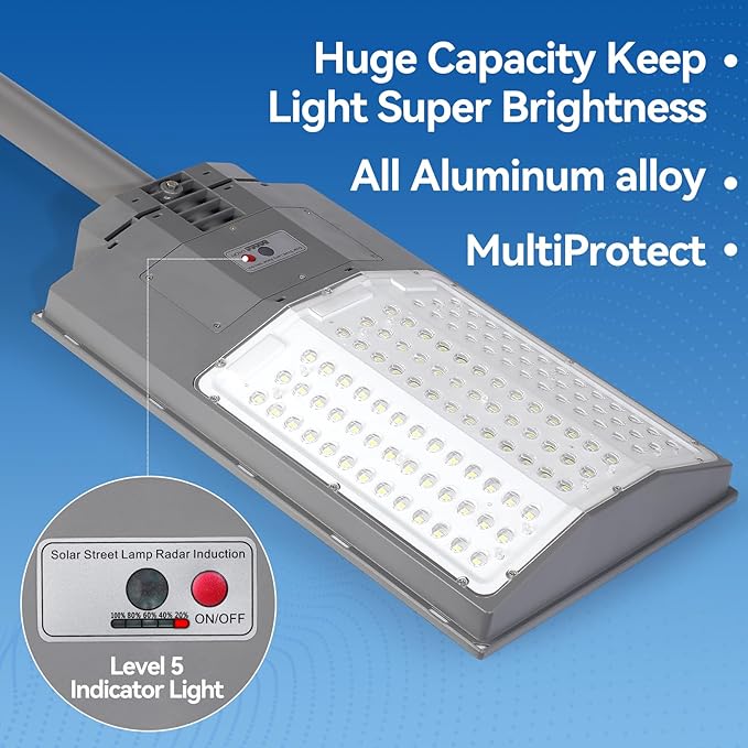 10500W Solar Street Lights Outdoor, 650000LM 7000K Solar Parking Lot Lights