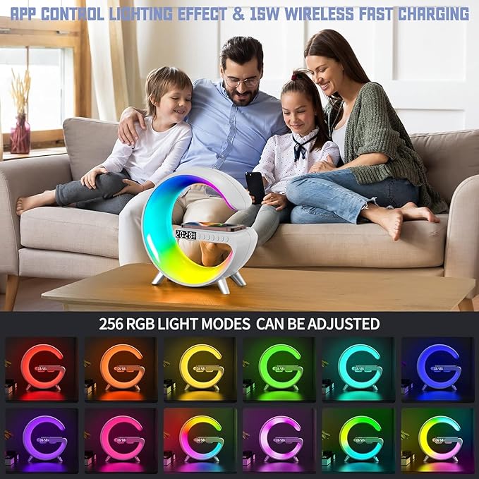 Smart LED Table Lamp, 5-in-1 Night Light Fast Wireless Charging Station