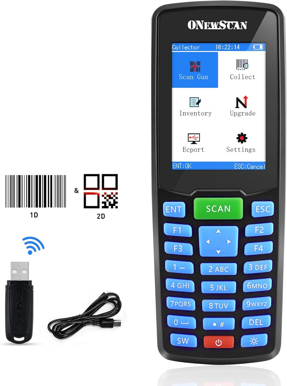 ONEWSCAN Wireless Barcode Scanner, Portable Inventory Scanner 1D&2D&P...