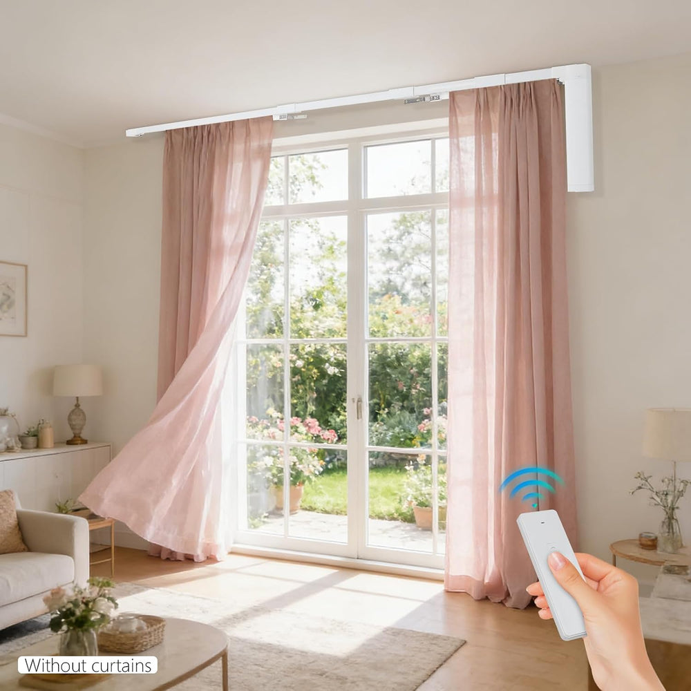 Lemoeyes Electric Curtain Track, Retractable Motorized Curtains Rod From 7-20ft