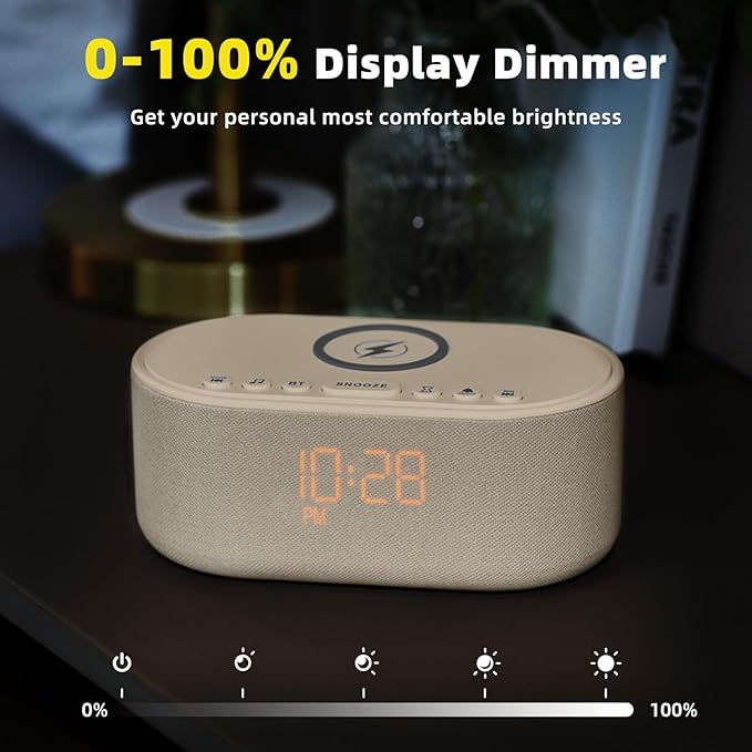Sound Machine Alarm Clock for Bedrooms: Bluetooth 10W Stereo Sound Speaker
