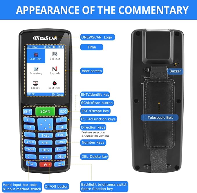 Inventory Scanner, Wireless Barcode Scanner Portable 1D Handheld Bar Code