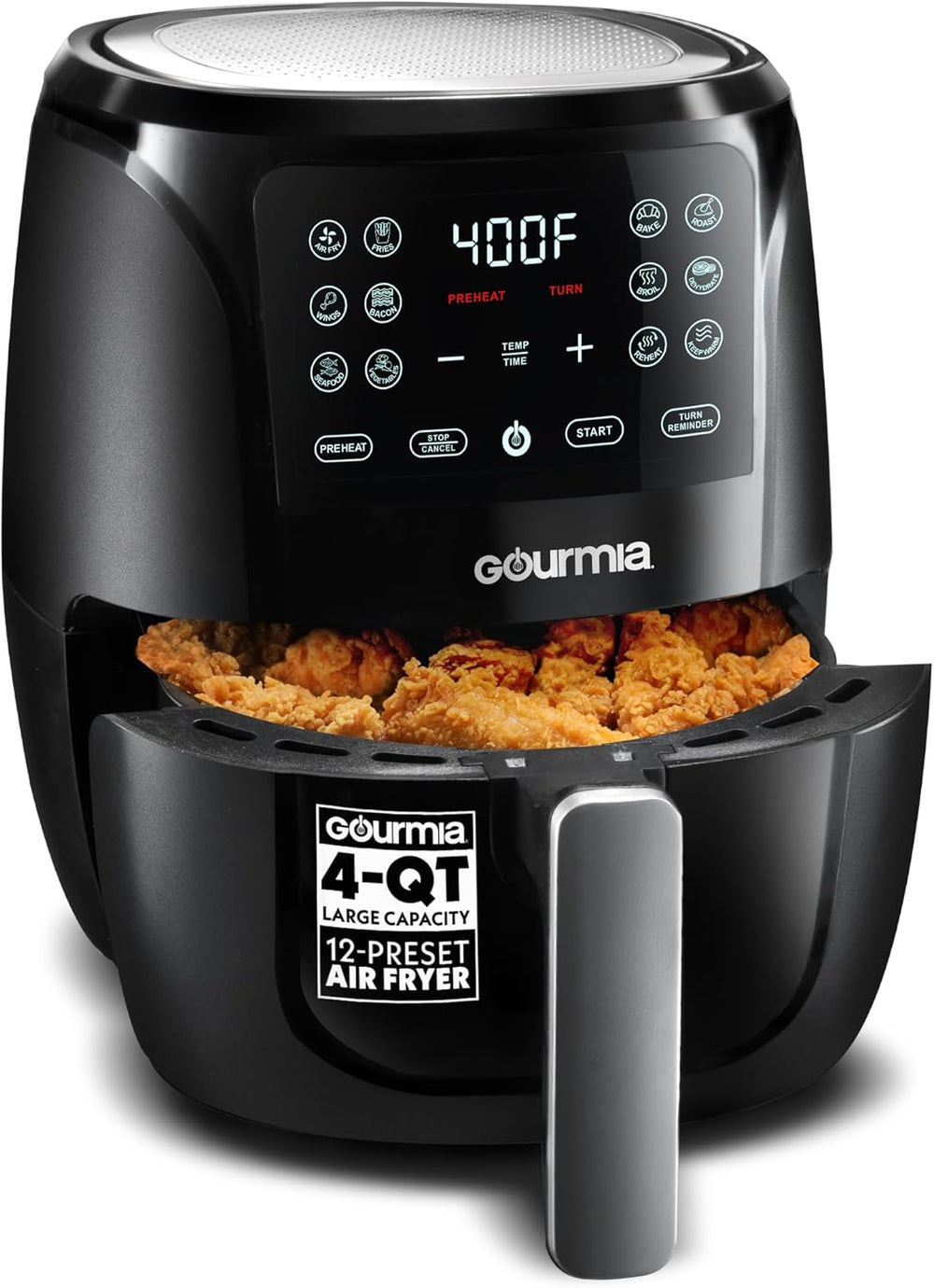 Gourmia Air Fryer Oven Digital Display 4 Quart Large AirFryer Cooker 12 1-Touch
