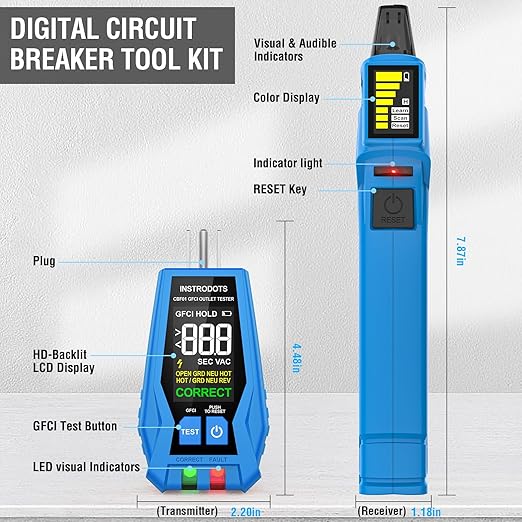 INSTRODOTS Circuit Breaker Finder, Digital Breaker Finder