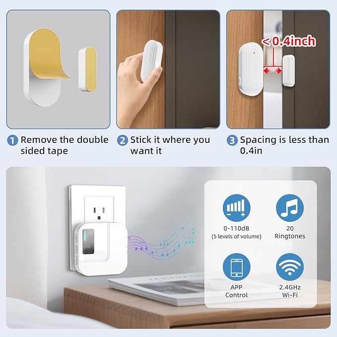 Door Chime, Sanjie WiFi Door Sensor Open Chime When Entering