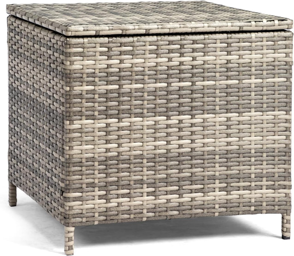VINGLI 27 Gallon Outdoor Deck Box, Wicker Outdoor Storage Box with Lid, Small...