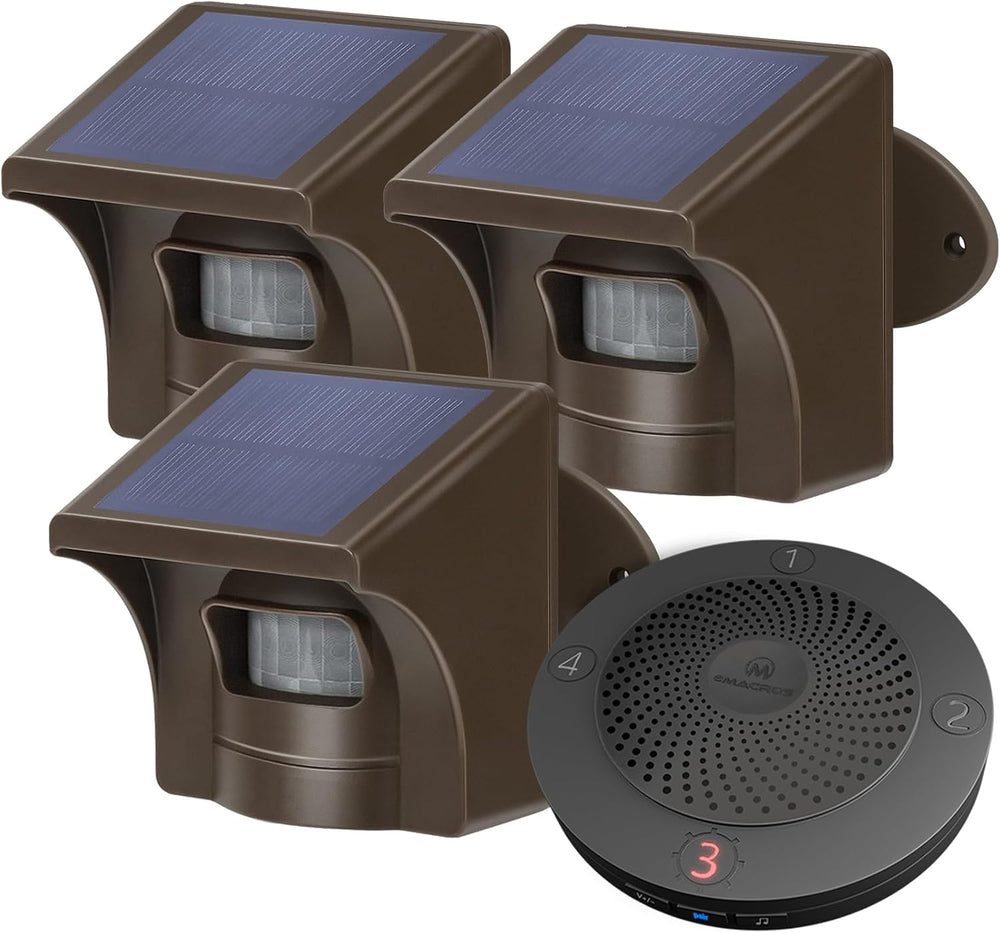 eMACROS Solar Wireless Driveway Alarm — 1/2 Mile Long Range Motion Sensor