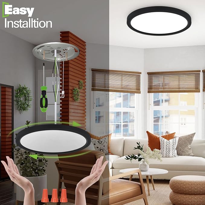 hykolity 18 Inch LED Round Flat Panel Light, 3000K/4000K/5000K CCT Selectable