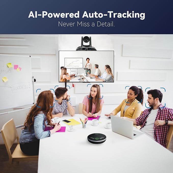TONGVEO 4K Conference Room Camera System, AI Auto-Tracking PTZ Camera 5X