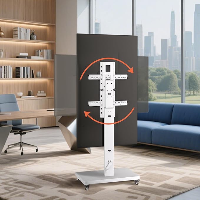 XinleTech Mobile TV Cart Stand for 32-80 Inch TVs, 90°Landscape to Portrait