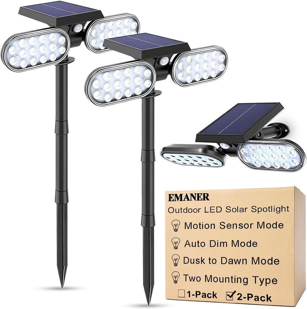 EMANER Motion Solar Lights Outdoor, Solar Floodlight, Stay On or Motion Senso...