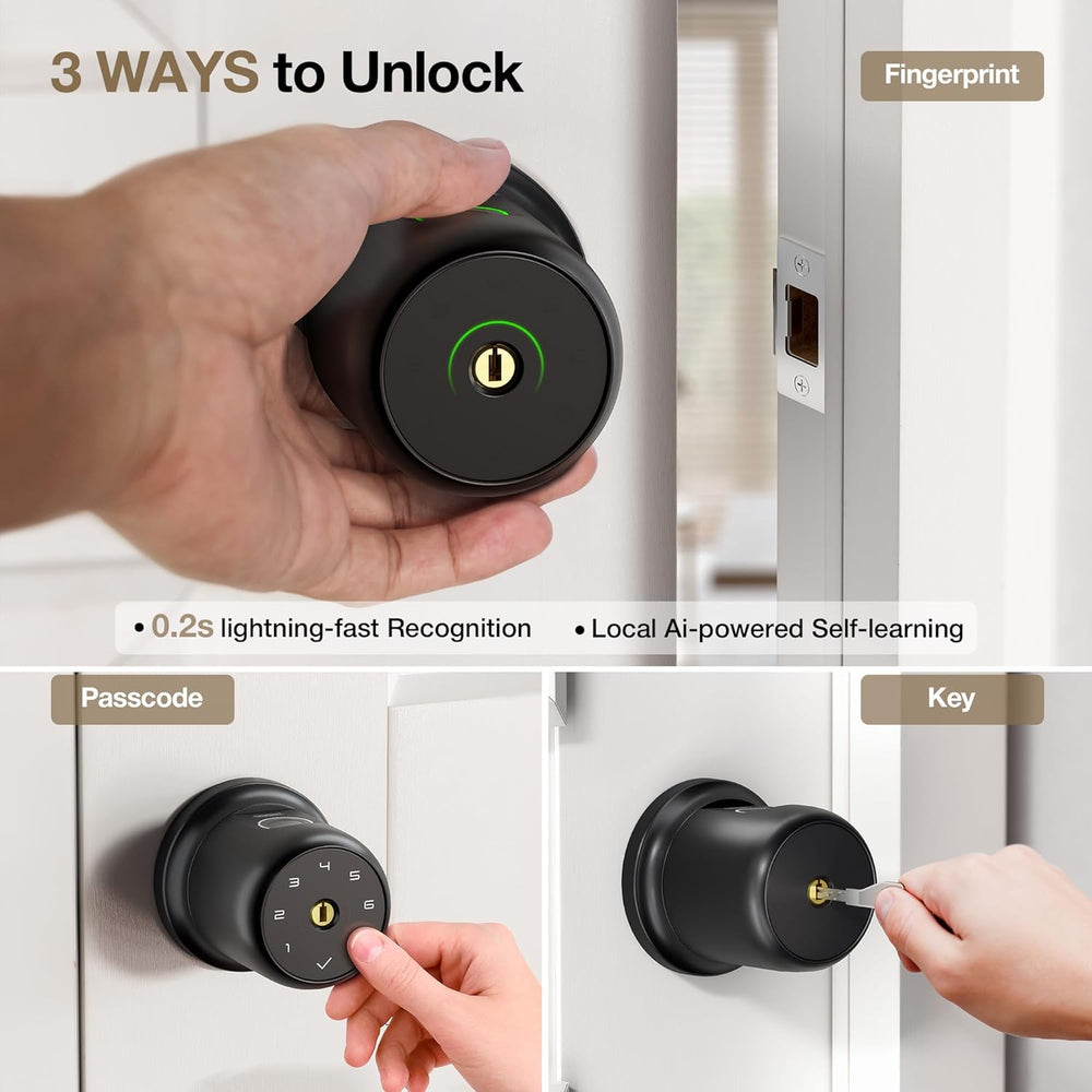 G1 Fingerprint Door Knob Lock with Keypad, Titanium