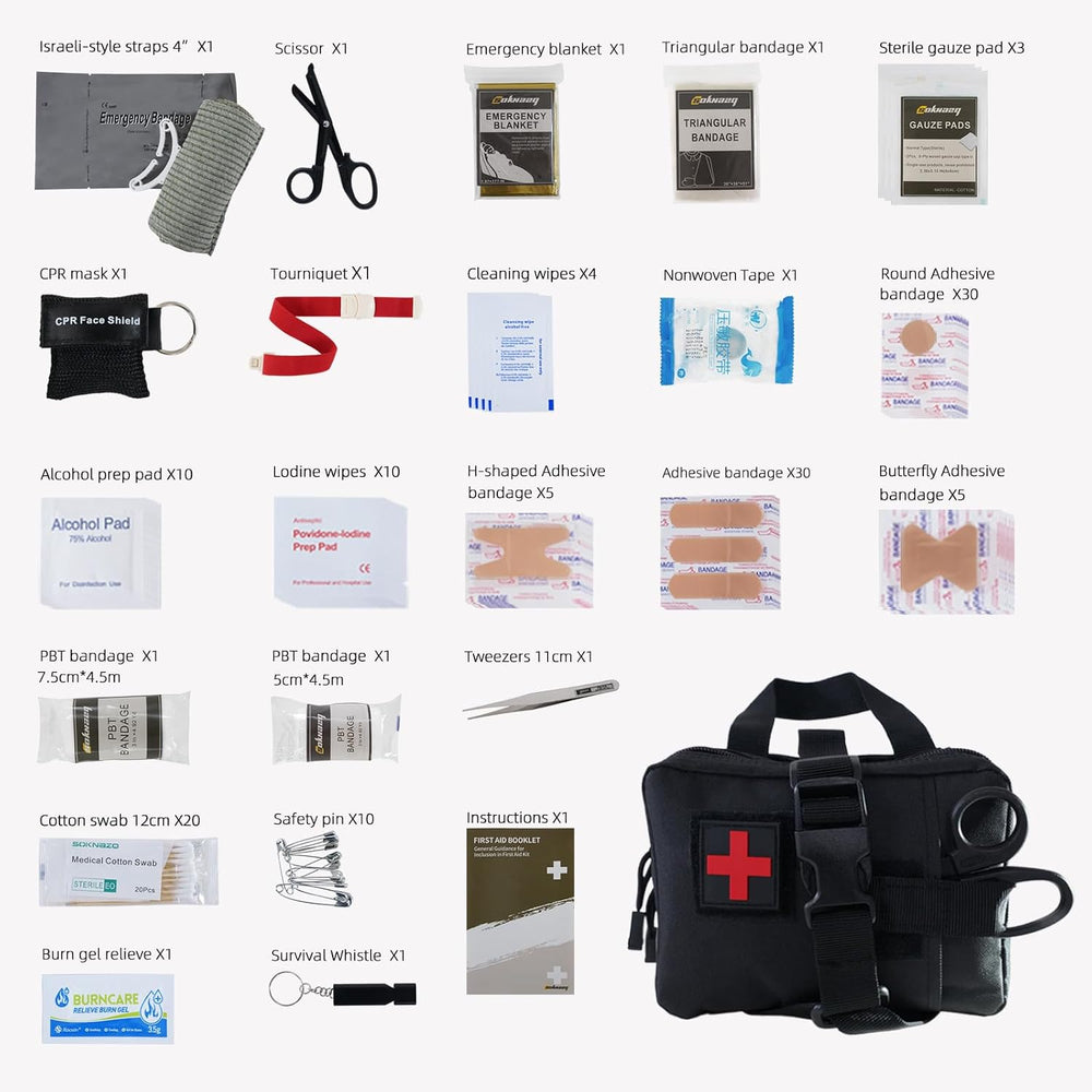 IFAK Trauma EMT Molle Pouch, Tactical First Aid Pouch for Travel, Hiking, Cam...