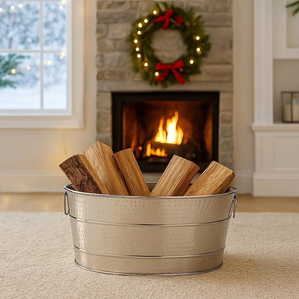 BREKX Stainless Steel Firewood Storage Rack Log Holder, 25-Quart