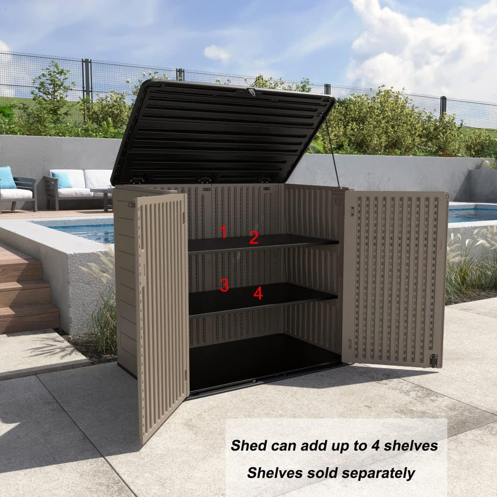 Mrosaa Large Horizontal Storage Sheds,38 cu.ft Resin Garden Shed Weather Resi...