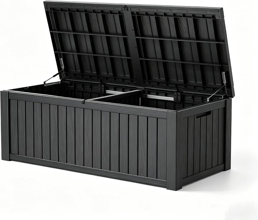Waterproof Outdoor Storage Box, Resin Patio Organizer,200 Gal,Black