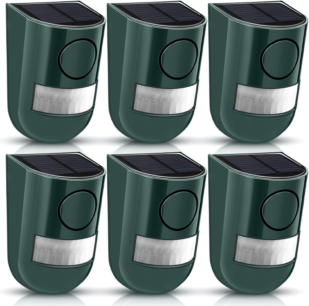 Qualirey 6 Pack Solar Sound and Light Alarm Motion Sensor 129db Outdoor
