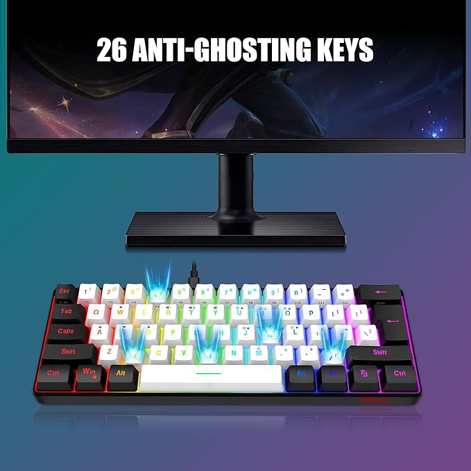RedThunder 60% Gaming Keyboard and Mouse Combo, Ultra-Compact 61-Key RGB