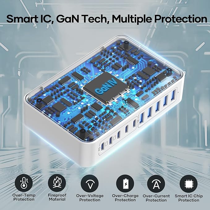 USB C Charger Hub 450W, 10 Ports Charging Station