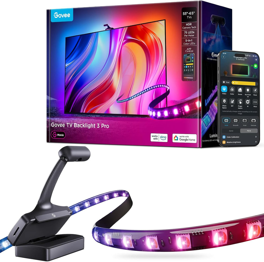 Govee TV Backlight 3 Pro with HDR Triple Camera, 11.8ft 5-in-1 RGBWWIC LED