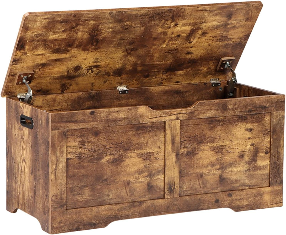 Timberer 39.4" Storage Chest with 2 Safety Hinges, Wooden Storage Trunk