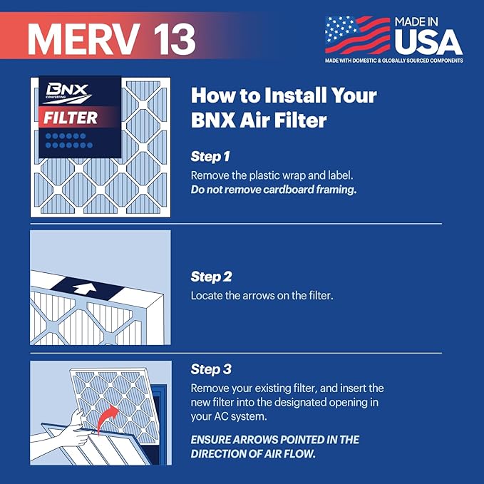 BNX TruFilter 16x25x4 MERV 13 Air Filter (2-Pack)